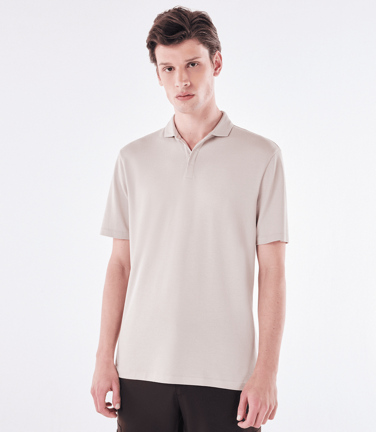 Polo Pima Gola Italiana Bege