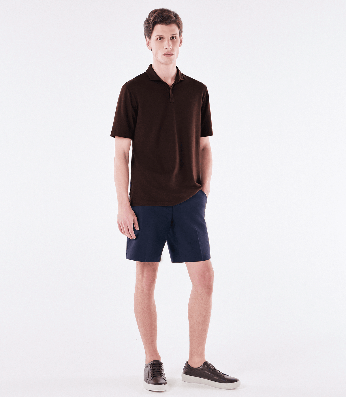 Polo Pima Gola Italiana Marrom