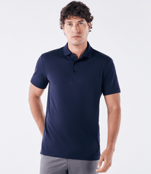 Polo Interloque Fio 140 3 Botões Azul