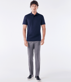 Polo Interloque Fio 140 3 Botões Azul