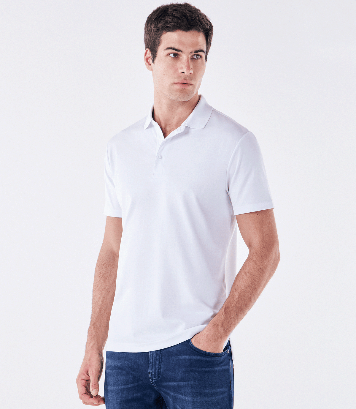 Polo Interloque Fio 140 3 Botões Branco