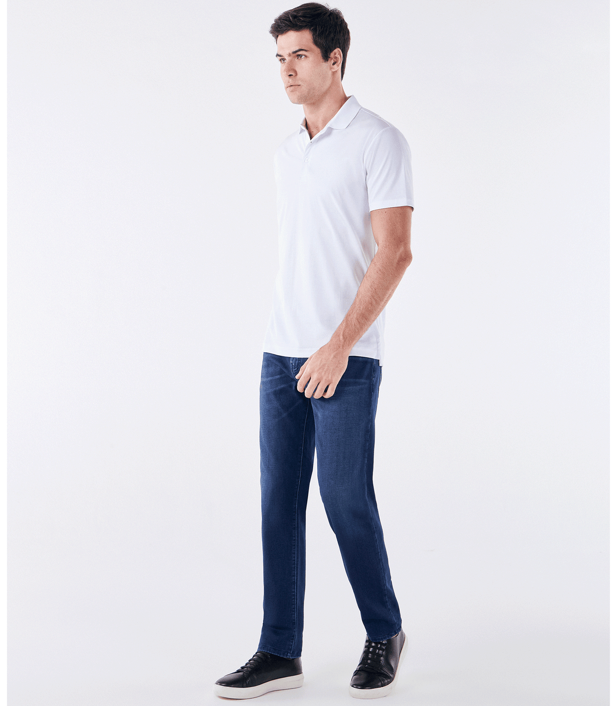 Polo Interloque Fio 140 3 Botões Branco