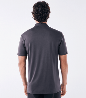 Polo Interloque Fio 140 3 Botões Cinza