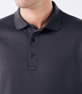 Polo Interloque Fio 140 3 Botões Cinza