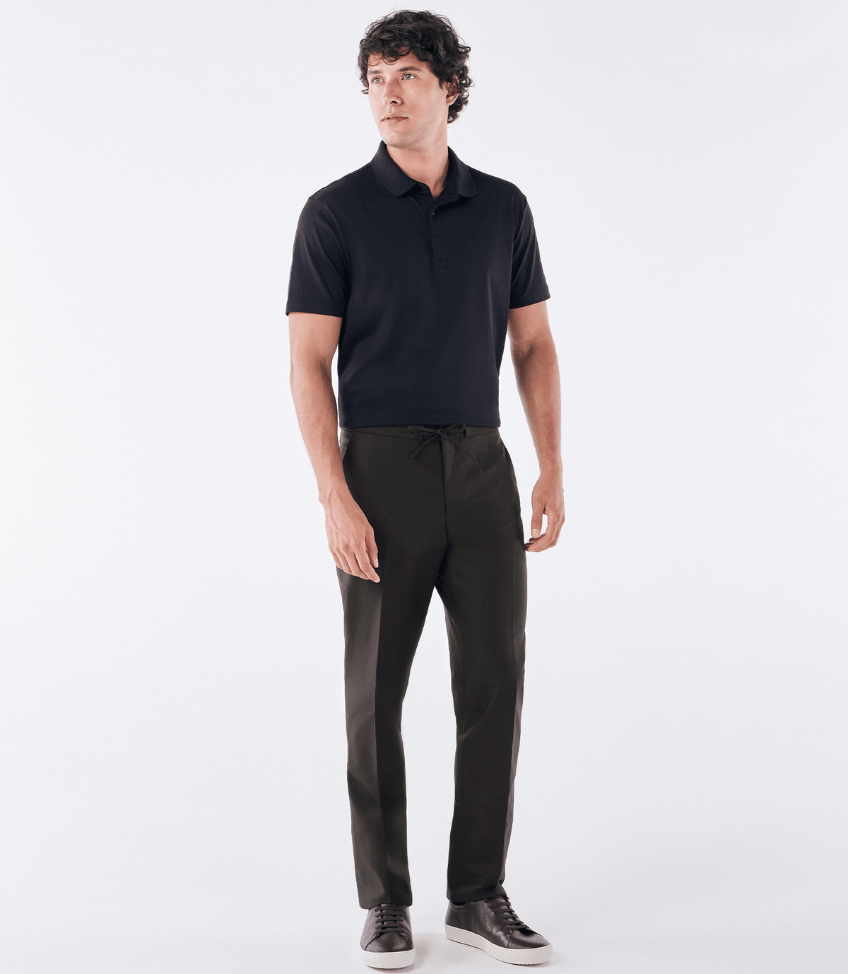 Polo Interloque Fio 140 3 Botões Preto